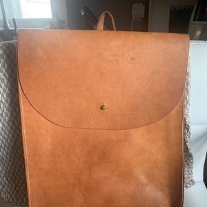 Worn Camel Leather Handmade Laptop Backpack